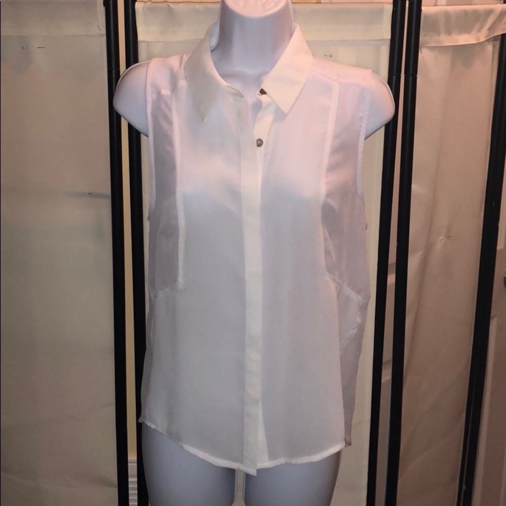 Sheer button down tank top blouse